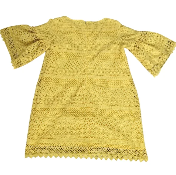 Lauren Ralph Lauren Yellow Bell Sleeve Shift Dress Crochet Lace Scallope… - Picture 7 of 16